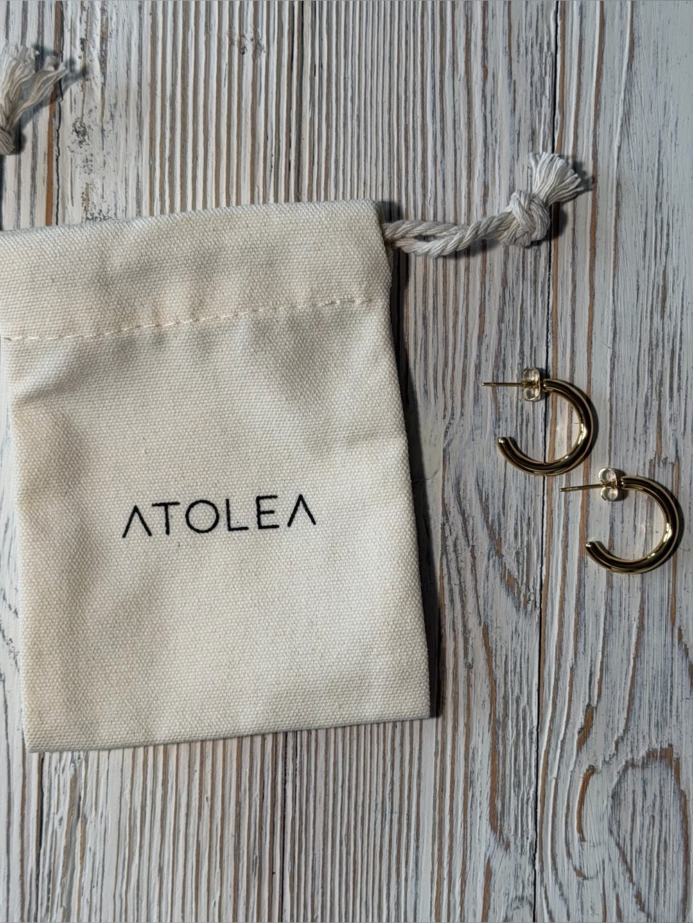 Atolea Polished Gold Hoop Stud Earrings
